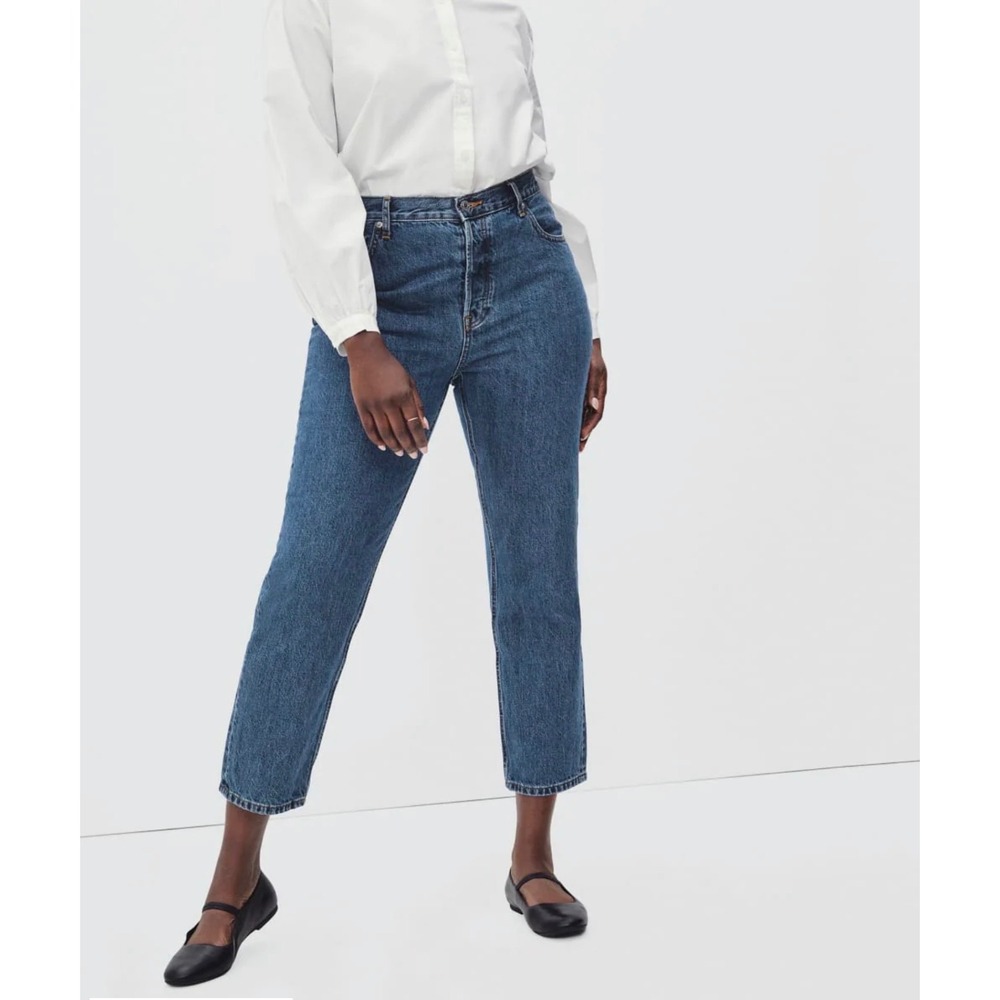 Everlane The Curvy 90s Cheeky Straight Jean Northridge Blue Cotton 33 Ankle